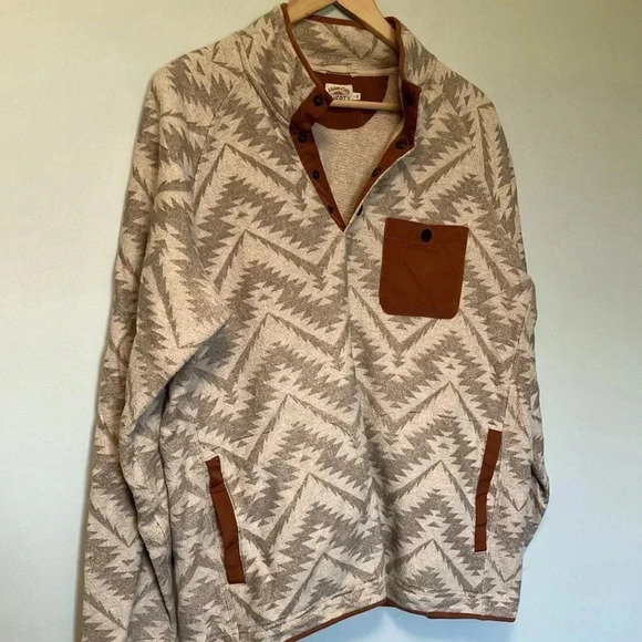 Faherty southwestern Aztec snap  buttons quarter fleece pullover - Picture 2 of 6